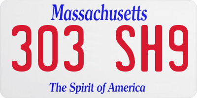 MA license plate 303SH9