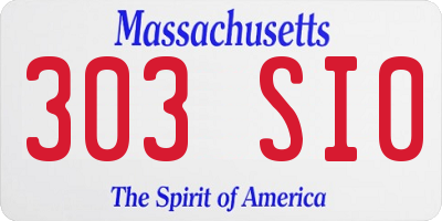 MA license plate 303SI0