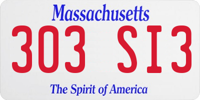MA license plate 303SI3