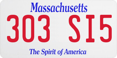 MA license plate 303SI5