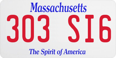 MA license plate 303SI6
