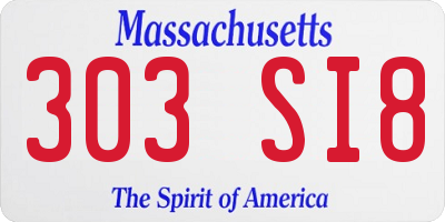 MA license plate 303SI8