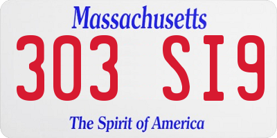 MA license plate 303SI9