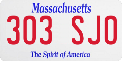 MA license plate 303SJ0