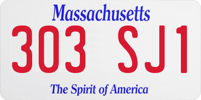 MA license plate 303SJ1
