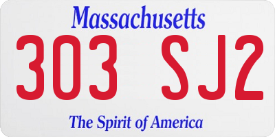 MA license plate 303SJ2