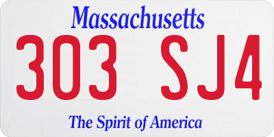 MA license plate 303SJ4