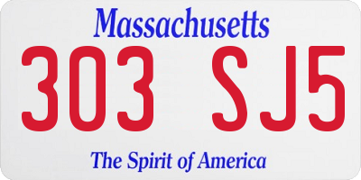 MA license plate 303SJ5