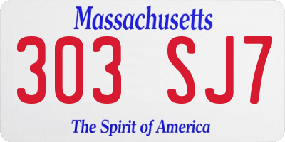 MA license plate 303SJ7