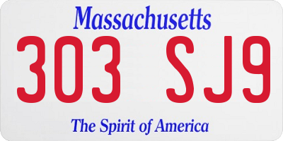 MA license plate 303SJ9