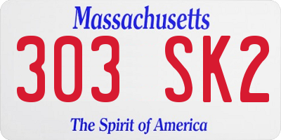 MA license plate 303SK2