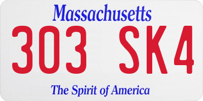 MA license plate 303SK4