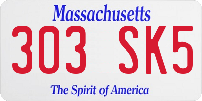 MA license plate 303SK5