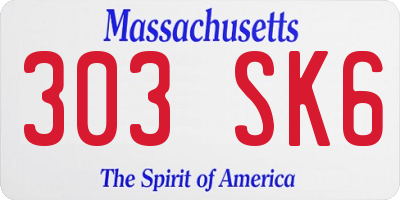 MA license plate 303SK6