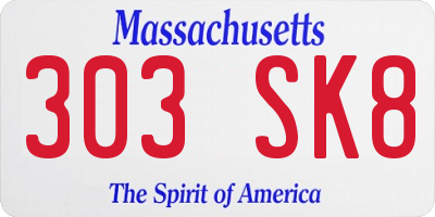 MA license plate 303SK8
