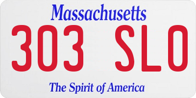 MA license plate 303SL0