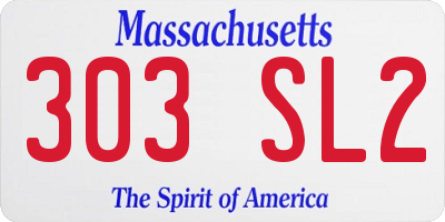 MA license plate 303SL2