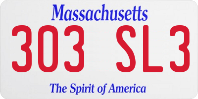 MA license plate 303SL3