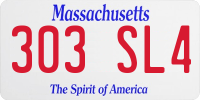 MA license plate 303SL4