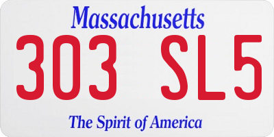 MA license plate 303SL5