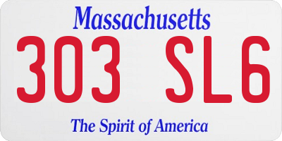 MA license plate 303SL6