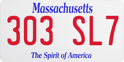 MA license plate 303SL7