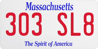 MA license plate 303SL8