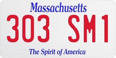 MA license plate 303SM1