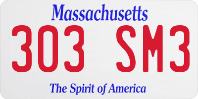 MA license plate 303SM3