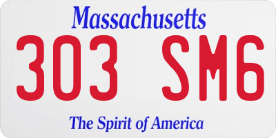 MA license plate 303SM6