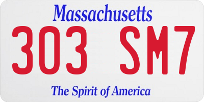 MA license plate 303SM7
