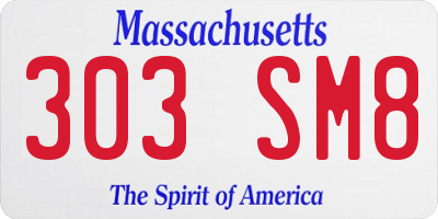 MA license plate 303SM8