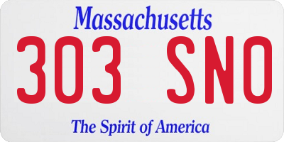 MA license plate 303SN0