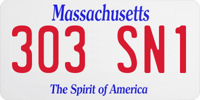 MA license plate 303SN1