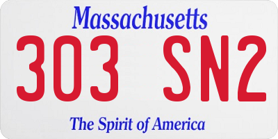 MA license plate 303SN2