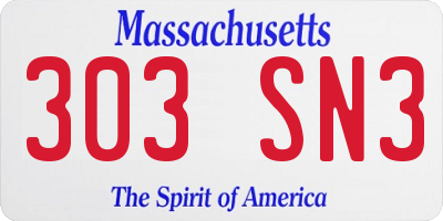 MA license plate 303SN3