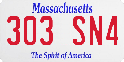MA license plate 303SN4