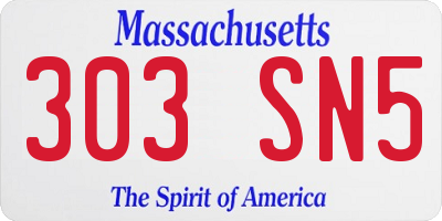 MA license plate 303SN5
