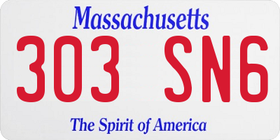 MA license plate 303SN6