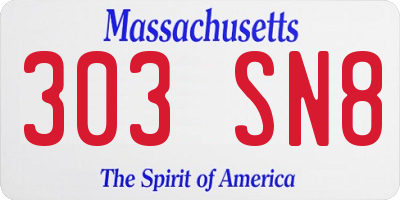 MA license plate 303SN8