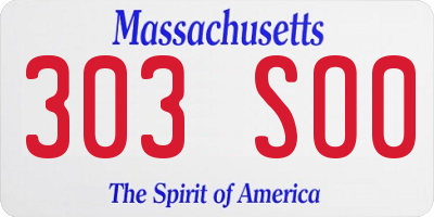 MA license plate 303SO0