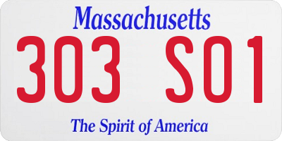 MA license plate 303SO1