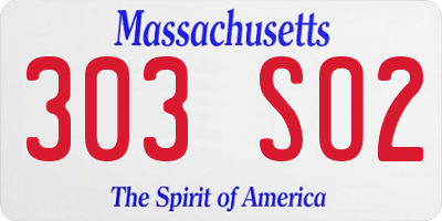 MA license plate 303SO2