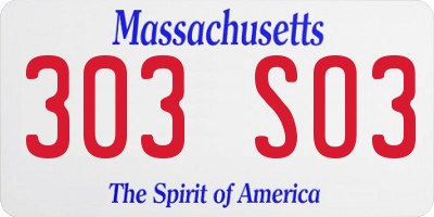 MA license plate 303SO3