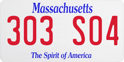 MA license plate 303SO4