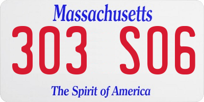 MA license plate 303SO6