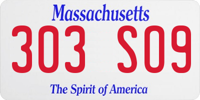 MA license plate 303SO9