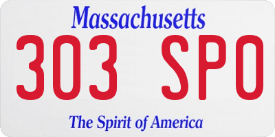 MA license plate 303SP0