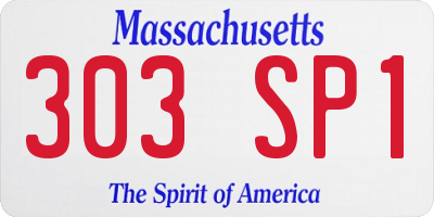MA license plate 303SP1