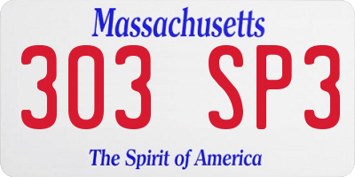 MA license plate 303SP3